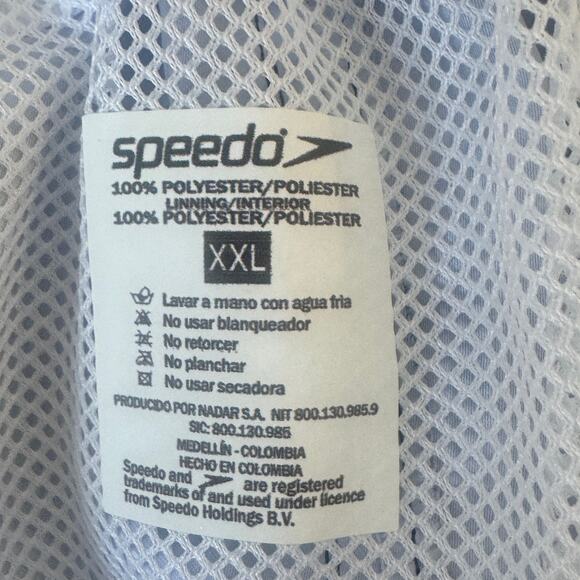 Speedo Swim‎ Shorts Mens XXL Blue Black Geometric Print Drawstring Pool Beach - Picture 3 of 12